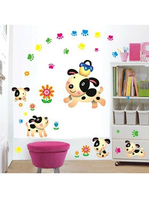 Crystal Kids Çocuk Odası Dekorasyonu Sevimli Yavru Köpekler Duvar Sticker