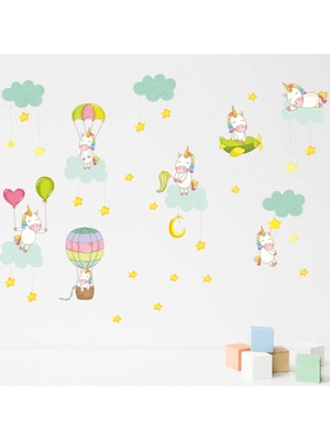 Crystal Kids Sevimli Unicorn Midilliler Çocuk Odası Dekorasyonu Duvar Dekoru Sticker