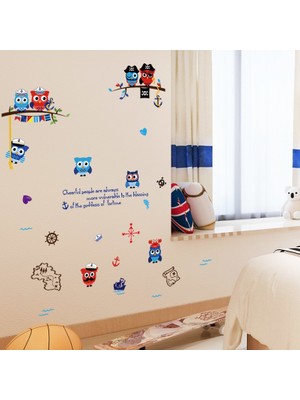 Crystal Kids Denizci Korsan Baykuşlar Çocuk Odası Dekorasyonu Duvar Dekoru Sticker