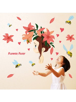 Crystal Kids Çiçek Perisi Kız Çocuk Odası Dekoru Ev Dekorasyonu Duvar Sticker