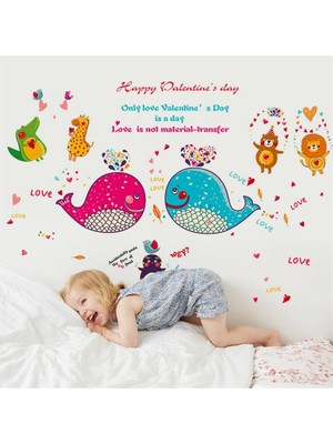 Crystal Kids Sevimli Aşık Hayvanlar Bebek ve Çocuk Odası Duvar Dekoru Sticker