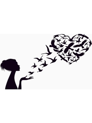Başaran Sticker Woman And Heart Duvar Sticker