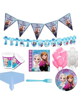 Balonpark 16 Kişi Elsa Frozen Parti Malzeme Paketi Süsleme Konsept Seti