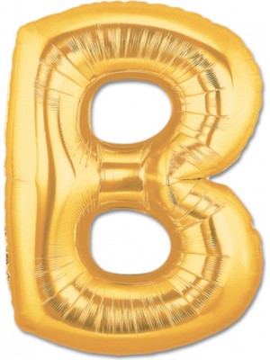 Balonpark Harf Folyo Balon B Harfi Büyük Boy Balon Altın Sarısı /Dore 100CM
