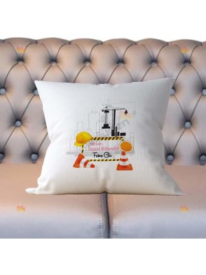 Hediyelen Yüksek İnşaat Mühendisi Pembe Tasarım Yastık