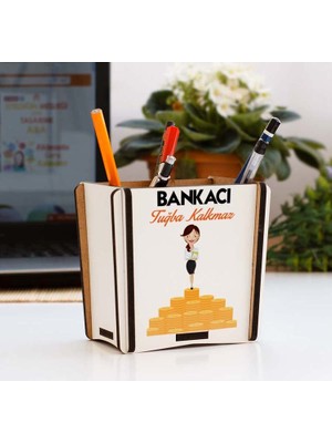 Hediyelen Bankacı Kadın Figür Kalemlik