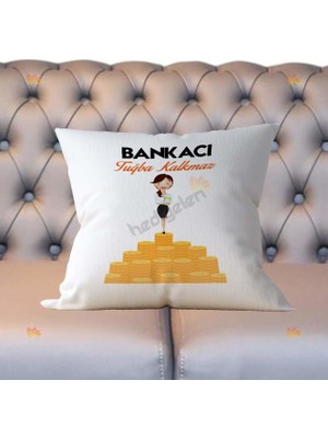 Hediyelen Bankacı Kadın Figür Yastık