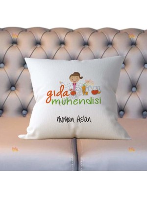 Hediyelen Gıda Mühendisi Kadın Figür Yastık