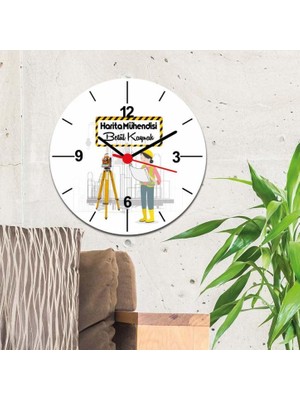 Hediyelen Harita Mühendisi Kadın Figür Duvar Saati