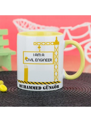 Hediyelen İnşaat Mühendisi Kupa Bardak - Sarı