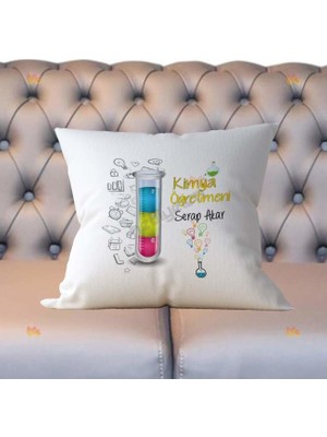 Hediyelen Kimya Öğretmeni Sarı Tasarım Yastık