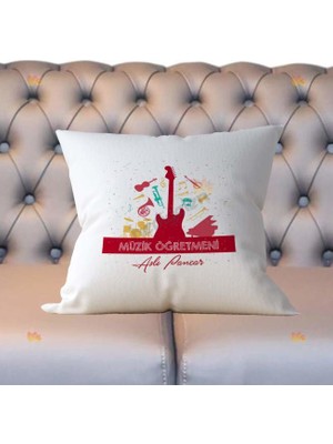 Hediyelen Müzik Öğretmenine Hediye Gitar Tasarım Yastık