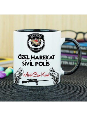 Hediyelen Özel Harekat Sivil Polis Kupa Bardak - Siyah