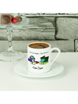 Hediyelen Sosyol Bilgiler Öğretmenine Hediye Siyah Tasarım Kahve Fincanı