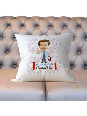 Hediyelen Biyolog Erkek Figür Yastık