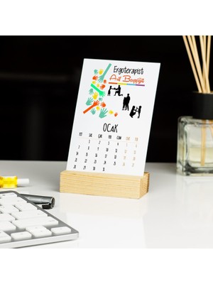 Hediyelen Ergoterapist Turuncu Tasarım Masa Takvimi