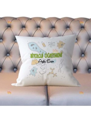 Hediyelen Biyoloji Öğretmeni Yeşil Tasarım Yastık