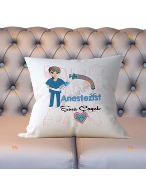 Hediyelen Anestezist Mavi Tasarım Yastık