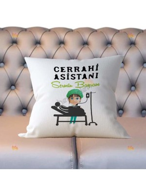 Hediyelen Cerrahi Asistanı Kadın Figür Yastık