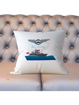 Hediyelen Deniz Subayı Mavi Tasarım Yastık