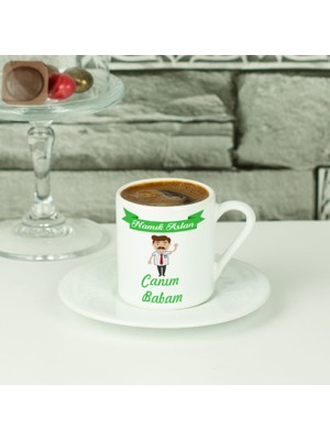 Hediyelen Canım Babam Yeşil Tasarım Kahve Fincanı