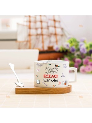 Hediyelen Eczacı Kırmızı Tasarım Stantlı Fincan