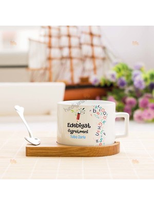 Hediyelen Edebiyat Öğretmenine Hediye Harf Tasarım Stantlı Fincan