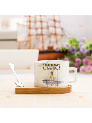 Hediyelen Harita Teknikeri Stantlı Fincan