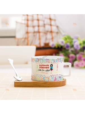 Hediyelen Matematik Öğretmenine Hediye Kadın Figür Stantlı Fincan