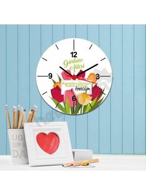 Hediyelen Anneler Günü Yeşil Tasarım Duvar Saati