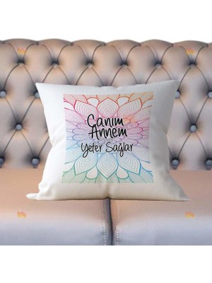 Hediyelen Canım Annem Renkli Tasarım Yastık
