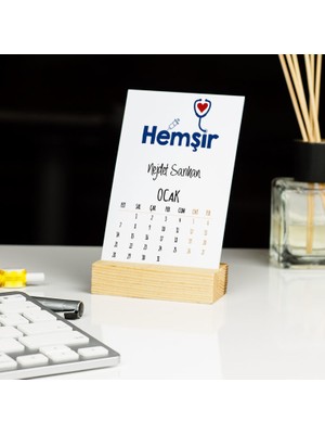 Hediyelen Hemşir Lacivert Tasarım Masa Takvimi