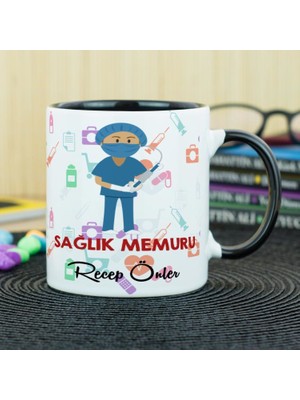 Hediyelen Sağlık Memuru Kupa Bardak - Siyah