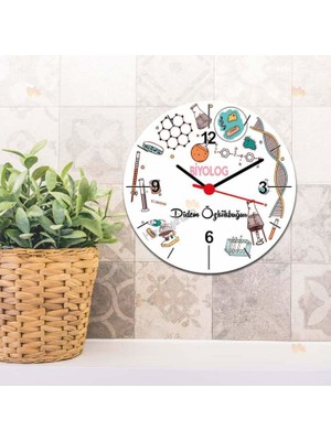 Hediyelen Biyolog Kadın Figür Duvar Saati