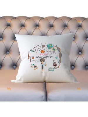 Hediyelen Biyolog Kadın Figür Yastık