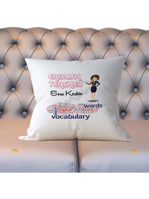 Hediyelen English Teacher Pembe Tasarım Yastık