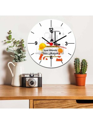 Hediyelen İnşaat Mühendisi Sarı Tasarım Duvar Saati