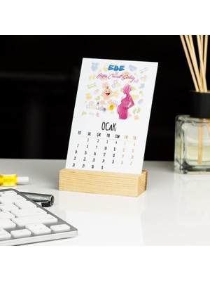 Hediyelen Ebe Mavi Tasarım Masa Takvimi