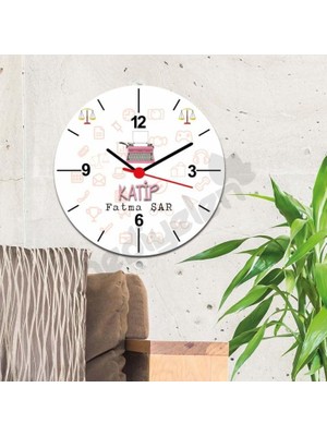 Hediyelen Katip Pembe Tasarım Duvar Saati