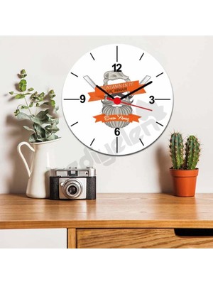 Hediyelen Kuaför Turuncu Tasarım Duvar Saati