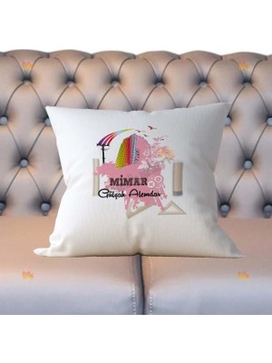 Hediyelen Mimar Pembe Tasarım Yastık