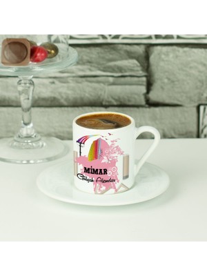 Hediyelen Mimar Pembe Tasarım Kahve Fincanı