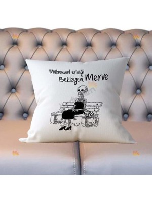Hediyelen Mükemmel Erkeği Bekleyen Kadın Yastık