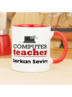 Hediyelen Bilgisayar Öğretmenine Hediye Kupa Bardak - Kırmızı