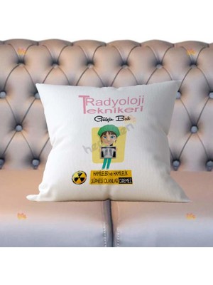 Hediyelen Radyoloji Teknikeri Pembe Tasarım Yastık