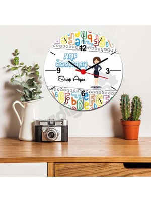 Hediyelen Sınıf Öğretmenine Hediye Sarı Tasarım Duvar Saati