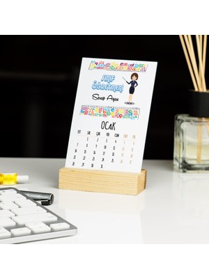 Hediyelen Sınıf Öğretmenine Hediye Mavi Tasarım Masa Takvimi