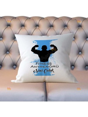 Hediyelen Fitness Antrenörü Mavi Tasarım Yastık