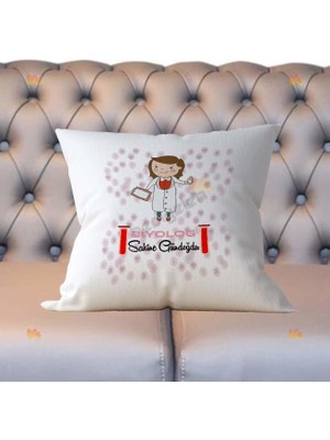 Hediyelen Biyolog Pembe Tasarım Yastık