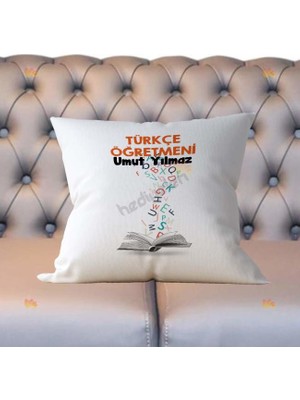 Hediyelen Türkçe Öğretmenine Hediye Turuncu Tasarım Yastık